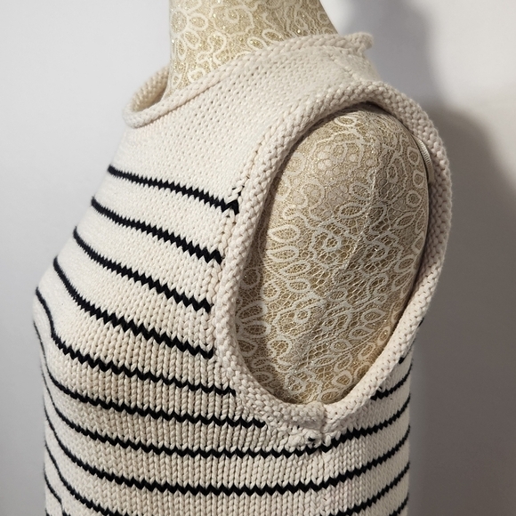 Zara Top Women Black Striped Knit Sleeveless Rolled Hem Cropped Size M Casual - Picture 7 of 14